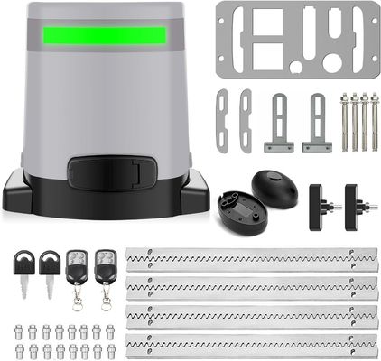 Solar controlled sliding door opener with built-in battery