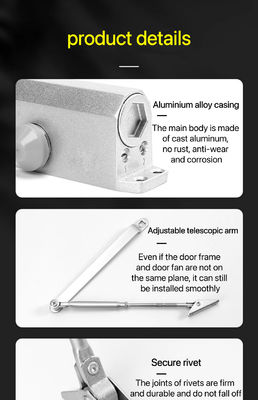 Aluminum Alloy Hydraulic Door Closer Waterproof Concealed Two Speed Function