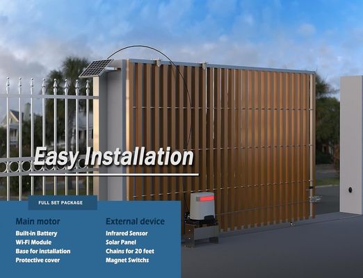Residential 30m Slide Gate Motor Rack Driven With Solar Panel WiFi Control