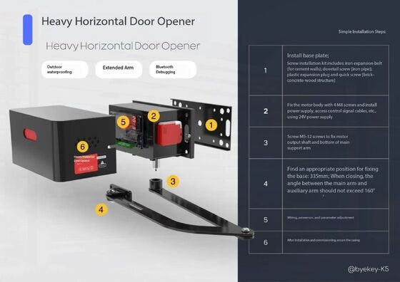 Automatic Swing Door Opener with 24V DC Low-Voltage, 60W Motor Power, and Adjustable Speed for Heavy-duty Gates